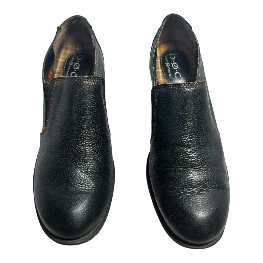 BORN b.o.c. slip-on Pebbled Leather Ankle Bootie Chunky Block Heel Casual Women'